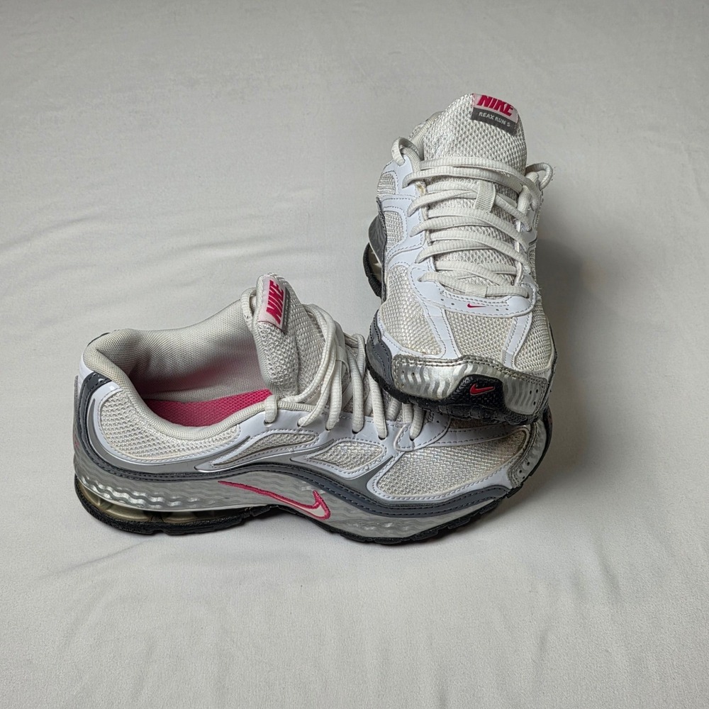 Nike Reax Run 5 Shoes Womens Size 8.5 White Pink Running Sneakers 407987-116